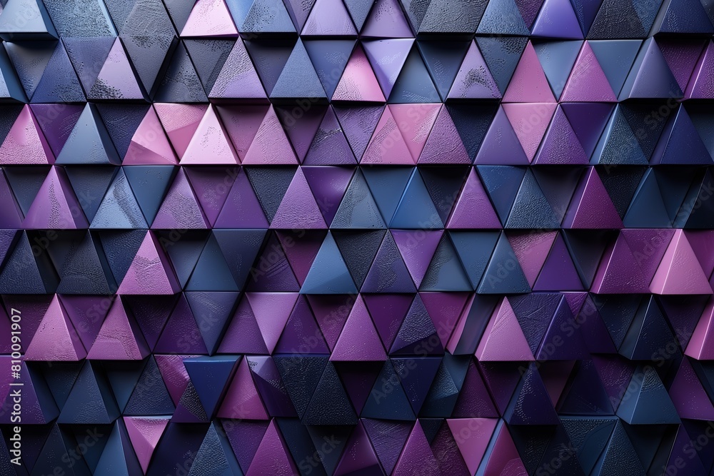 Poster a visually striking 3d pattern with textured triangles in a blend of colors that creates a sense of 