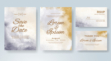 Wedding invitation with abstract watercolor background