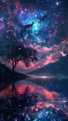 Fototapeta premium Astral oasis: serenity amidst the stars