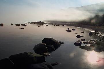 Beautiful end of the day with a mist rising.