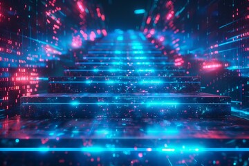 Fototapeta premium Digital stairs symbol of growth and evolution