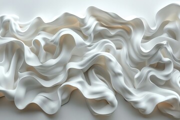 Fototapeta premium A delicate visual of white fabric with gentle curves and shadows, invoking themes of purity and calmness