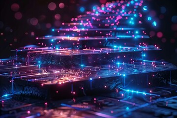 Fototapeta premium Digital stairs symbol of growth and evolution