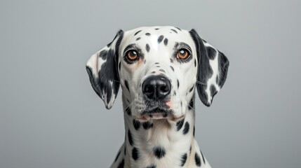 Chic Dalmatian Dog Posing on Plain Background, Perfect for Text Addition