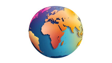 Naklejka premium Vibrant watercolor illustration of a globe. Transparent background. 