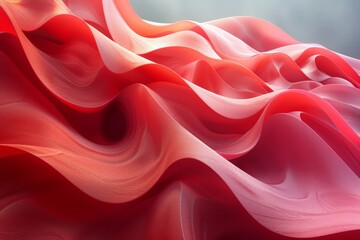 Obraz premium Evocative of flowing fabrics, this digital art form uses red and pink hues to craft a piece that is both vibrant and soothing, representing gentle movement