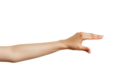 Fototapeta premium A hand with finger wants to touch something on white background