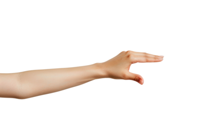 A hand with finger wants to touch something on white background