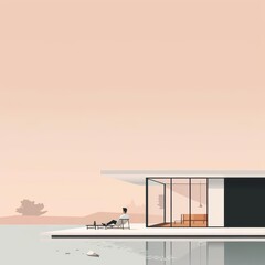 Fototapeta premium Enjoy the simplicity of a minimalist lifestyle, illustrated in a clean and stylish banner that speaks to modern living