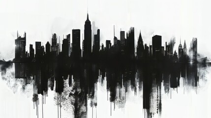City skyline transformed into artistic silhouette