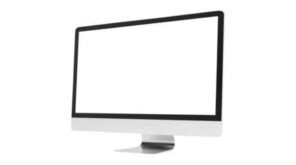 Modern desktop pc monitor display with blank screen isolated on transparent white background, clipping path