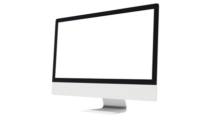 Modern desktop pc monitor display with blank screen isolated on transparent white background, clipping path