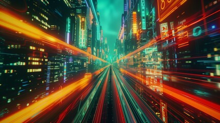 Neon arteries pulsating with the rhythm of a city alive with energy and movement.