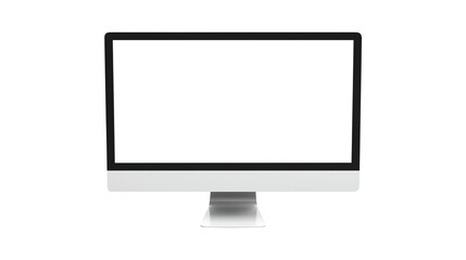 Modern desktop pc monitor display with blank screen isolated on transparent white background, clipping path