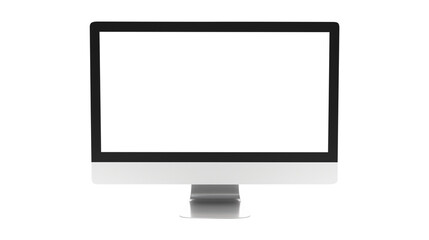 Modern desktop pc monitor display with blank screen isolated on transparent white background, clipping path