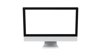 Modern desktop pc monitor display with blank screen isolated on transparent white background, clipping path