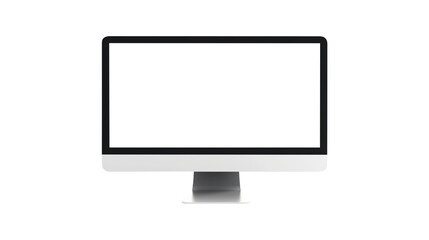 Modern desktop pc monitor display with blank screen isolated on transparent white background, clipping path