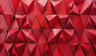 This striking image showcases a vivid red geometric pattern formed by multiple triangular shapes creating a three-dimensional effect