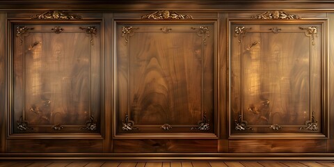 Highly crafted wood paneling background with classic frame pattern seen in upscale settings. Concept Wood Paneling, Classic Frame, Upscale Settings, Crafted Background, Luxury Décor