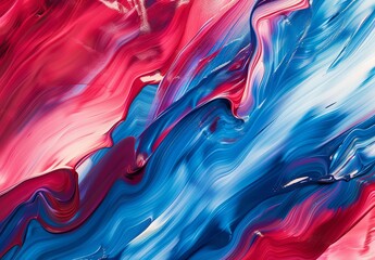 Vivid abstract background with swirling patterns of red and blue acrylic paint