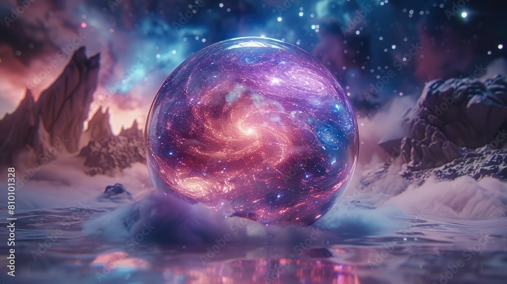 Poster journey into the cosmic unknown as the nebula crystal ball unveils a kaleidoscope of future galaxies