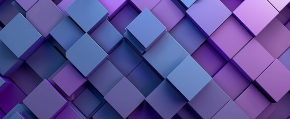 3D render of a purple and blue geometric background with square shapes in the style of various artists