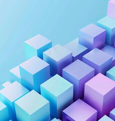 A 3D rendered illustration of cubes in soft shades of blue and purple implying organization and structure