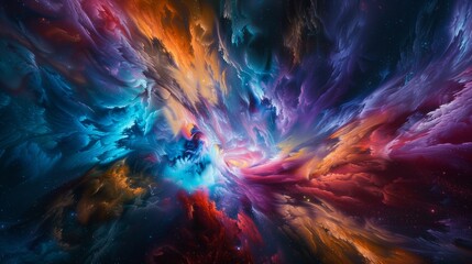 Streams of vibrant hues converging in a cosmic collision of beauty and wonder.