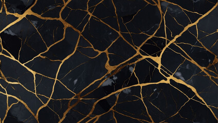 Sleek Marble Elegance, Seamless Dark Marble Texture with Gold Accents