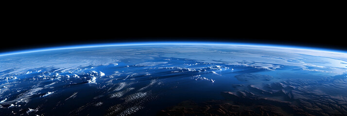 The gradient of Earth's atmosphere transitioning into the blackness of space, as seen from the exosphere with visible layers of atmospheric scattering - Powered by Adobe