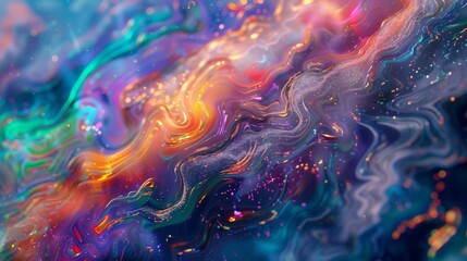Swirls of iridescence shimmering in the moonlight, their colors shifting and changing with each passing moment, creating a spectacle that is both mesmerizing and enchanting to behold.