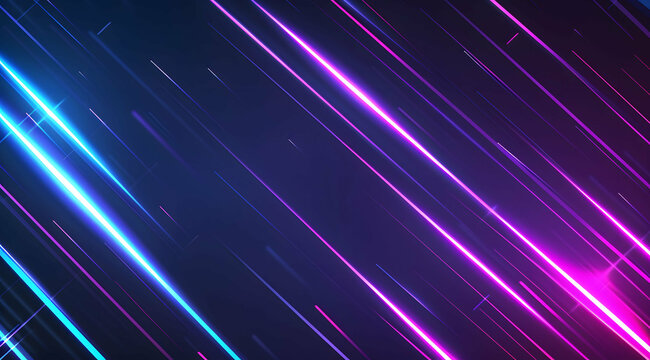 3d Render, Blue purple light line through dark background, hyper speed warp in space.