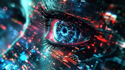 the unblinking gaze of a hacker's eye or AI robot's sensor pierces through the digital ether,