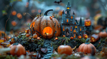 Enchanted Halloween pumpkin village.