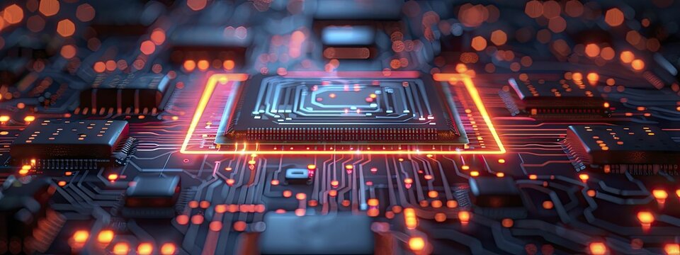 Minimalist vector of a supercomputer processor, emphasizing the sophistication of cutting edge technology.