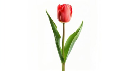 Obraz premium Single tulips isolated on white background