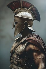  realistic Spartan in armor, side view