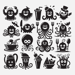 Funny halloween octopus silhouette