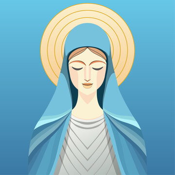 Santa Maria, m&atilde;e de Jesus, em ilustra&ccedil;&atilde;o vetorial minimalista