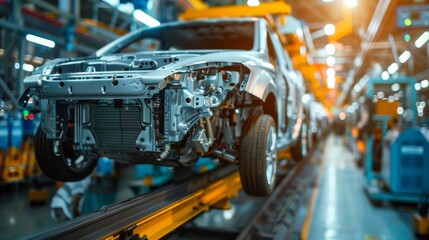 Fototapeta premium quality check on automotive parts in a factory, showcasing the detailed production process.