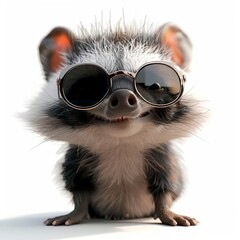 A cartoonish raccoon wearing sunglasses and a smile. The image is playful and lighthearted, with the raccoon looking like it's having a good time
