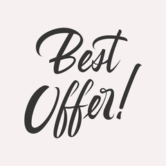 Vintage vector best offer handwritten inscription. hand drawn lettering. Thank you calligraphy. Thank you card. Vector illustration.