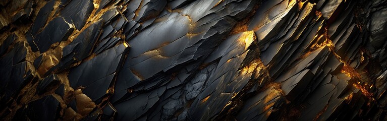 The texture of a black stone with gold flecks