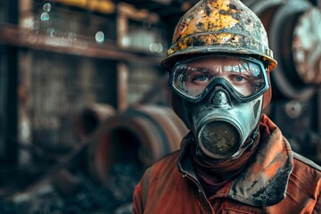 Fototapeta premium Portrait of young man wearing protective clothing