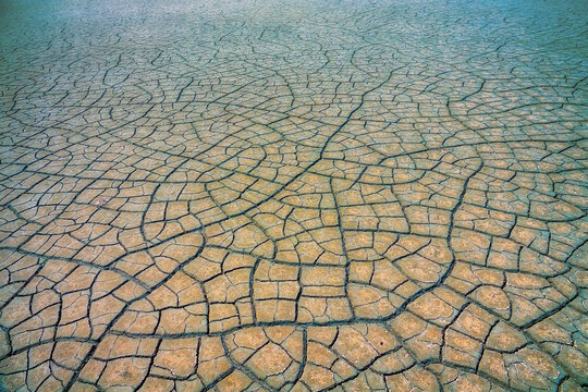 Desert fracturing. A dry period (drought season) and the lake in the desert dried up