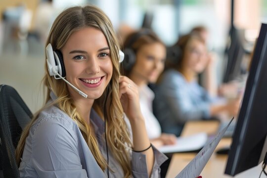 Portrait of smiling female customer service
