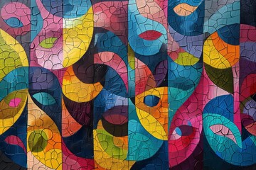 Abstract puzzle pieces artwork with vivid colors