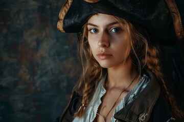 Woman Dressed in Pirate Costume