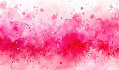 The background is in the form of watercolor splashes with pink paint and fringes on pastel paper, streaks and flowers, there are individual drops of red paint on an old vintage texture. A painted bann
