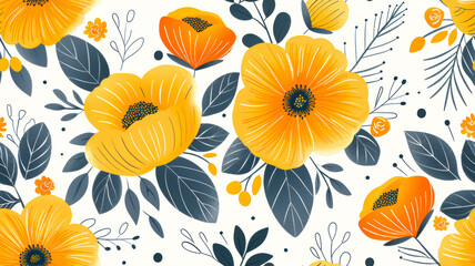 seamless pattern with spring floral bouquets texture wallpaper background